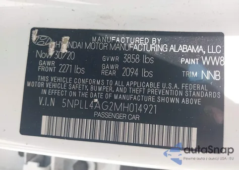 2021 Hyundai Elantra Se z USA, uszkodzony, nr VIN 5NPLL4AG2MH014921